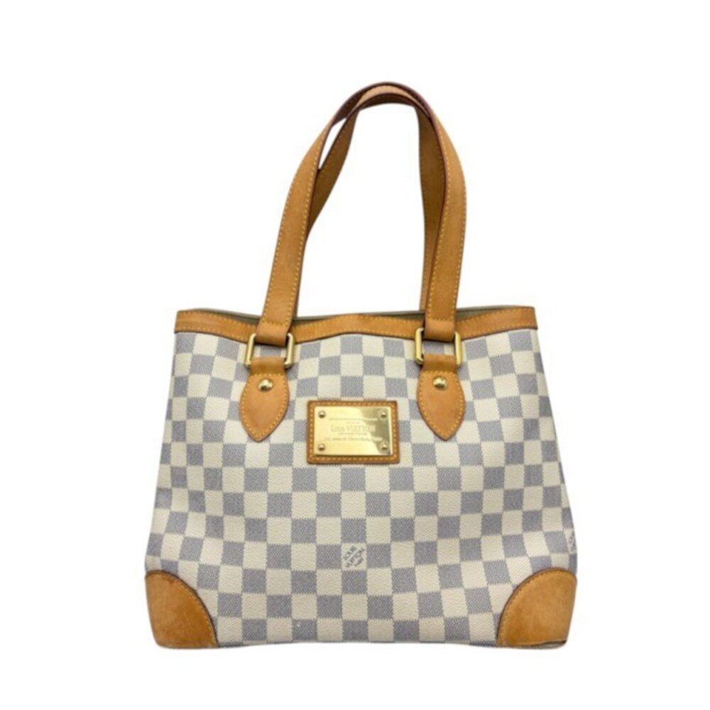 LOUIS VUITTON Damier Azur Hampstead MM Handbag White N51206 W4
